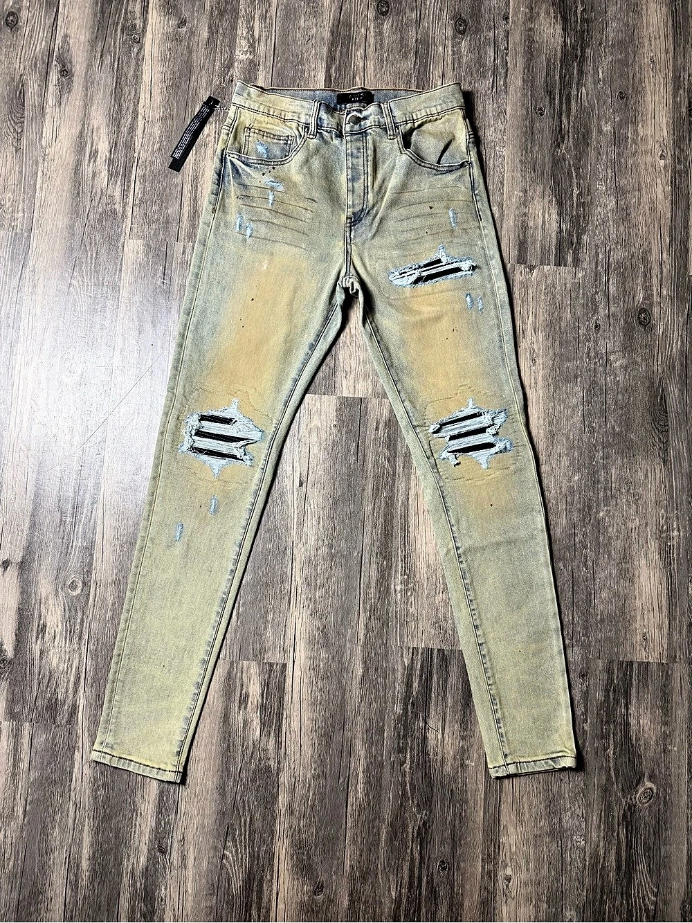 Amiri Mx1 Yellow Sundust Patch Light Wash Jeans